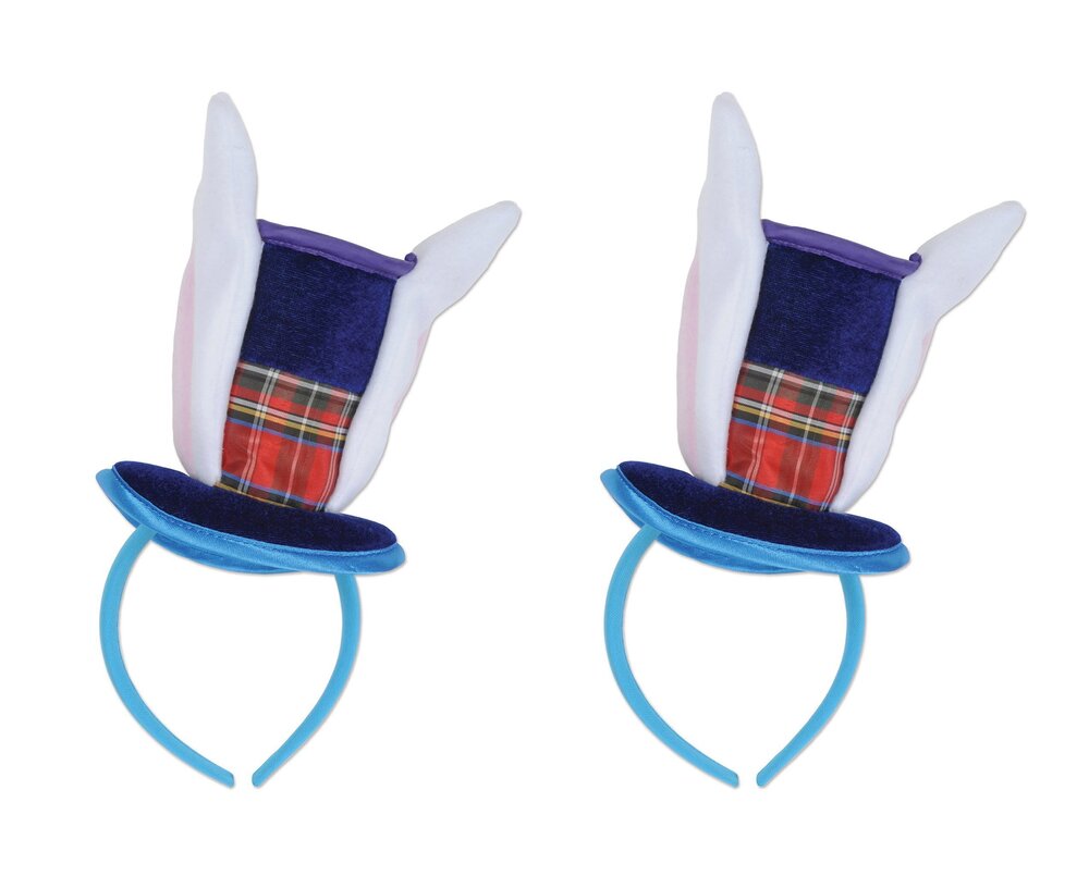7820 60019, 2 Piece Bunny Top Hat and Ears Headbands, One Size Fits Most